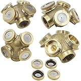 2NB 4 Holes Brass Stainless Low Pressure Misting Nozzles 1/4'' Water Atomizer Nozzle for Lawn Sprinkler Greenhouse Misting System Pack of 4