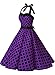 Dressystar Vintage Polka Dot Retro Cocktail Prom Dresses 50's 60's Rockabilly Bandage Purple Black Dot S