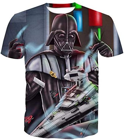 Rbop Unisex Men's 3D Digital Printed Tees Shirts Round Neck Short Sleeve Casual T-Shirt Tops Black Samurai XS-XXXL