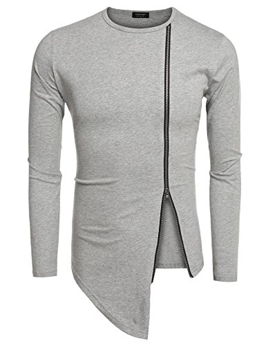 Coofandy men s shirts casual zipper shirt irregular long sleeve t…
