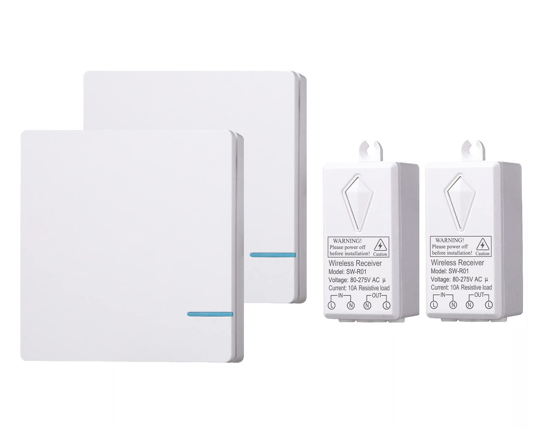 Lancoon Wireless Wall Switch Kit with Mini Receiver, Smart ON OFF No Wiring & No WiFi Required Long RF Range Waterproof Programmable for Home House Apartment Hotel Indoor Outdoor Lights