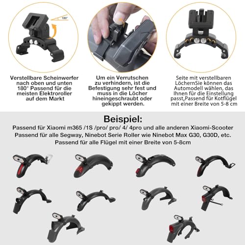 FXINRUIA E Scooter Arrow Handle with Light & USB Remote Control, 2 Arrows Control Scooter for Xiaomi M365/Pro2/1S Ninebot ES1/ES2/ES4/G30, Scooter Accessories