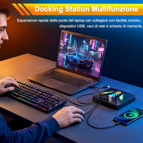External DVD CD Player for PC, External DVD Burner USB 3.0 -/+RW/ROM Drive with 4 USB Ports Portable 5Gbps Speed for Laptop, Desktop, Windows 11/10/8/7/XP/Vista, Linux, MacOS