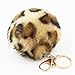 Furling 1pc Golden Key Rings with Leopard Print Faux Fur Ball Keychains Women Accessories 3.5in (Leopard)