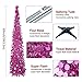 N&T NIETING Christmas Tree,5ft Collapsible Pop Up Christmas Tree Fuchsia Tinsel Coastal Christmas Tree for Holiday Xmas Decorations,Home Display, Office Decor