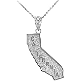 California Golden State Map Pendant Necklace in 925 Sterling Silver
