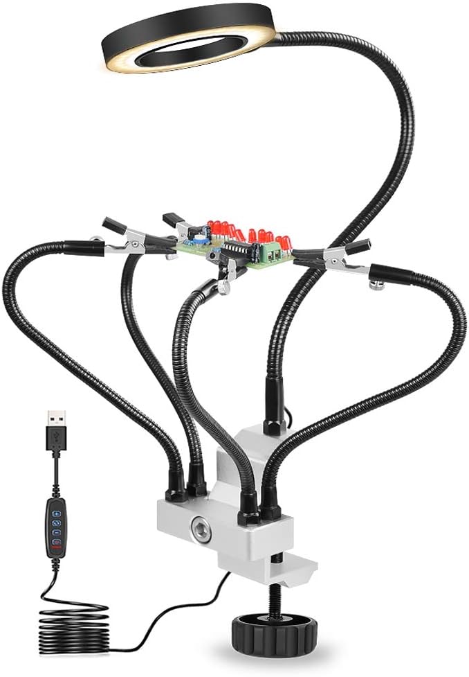 Station De Soudage 3ème Main - Support PCB Avec 8 Bras Flexibles & Pinces Crocodiles - Outil Soudure