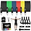 200 LBS Resistance Bands Sets, SYOSIN Resistance Bands 14pcs Exercise Bands Stackable 6 Body Training Tubes with 4 Handles, Ankle Straps, Door Anchor Home&Gym Workout Fitness Bands Set