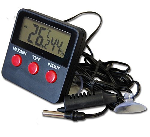 Digital Reptile Tank Max Min Thermometer and Hygrometer With Remote Probes - Ideal for Reptile Tanks, Terrariums, Vivariums, Brooders, and Incubators
