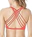 Queenie Ke Womens Yoga Sport Bra Light Support Strappy Free To Be Bra Size M Color Light Lava Across