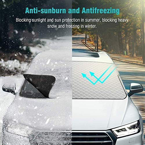 Tsumbay Car Windshield Snow Cover Car Sunshades for Windshield with 4 Layers Protection Car Windshield Snow Ice Cover for Ice, Snow, Frost, UV Defense, Windshield Winter Cover Fits for Most Vehicles