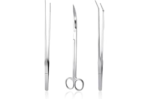 KNR HARMONY 3 in 1 Aquarium Aquascape Tools Kit Long Stainless Steel Aquarium Tank Aquatic Plant Tweezers Scissors Tools