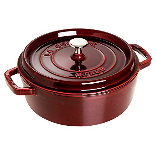 Click Here to See More Images Staub Wide Round Oven Shallow Cocotte, Grenadine, 4 qt. - Grenadine