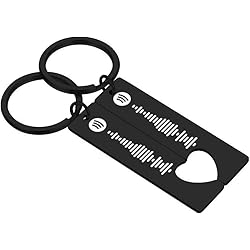 Jacklin F Música personalizada Spotify Code Keychain 2PCS DIY Custom Spotify Code Cuff Llavero para mujeres Llavero de acero inoxidable Joyería para amigos Parejas Amantes