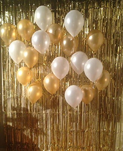 TRISHRA Metallic Balloons for Birthday Decoration, 10-inch (Golden and White) - Pack of 50