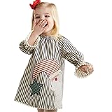 GBSELL Kids Toddler Baby Girls Christmas Outfits Clothes Santa Striped Princess Dress Fall Winter (White, 3T)