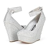 DREAM PAIRS HEIGHT-ANKLE New Women's Elegant Ankle Strap Rear Zipper Closure Wedge Heel Platform Pumps Shoes