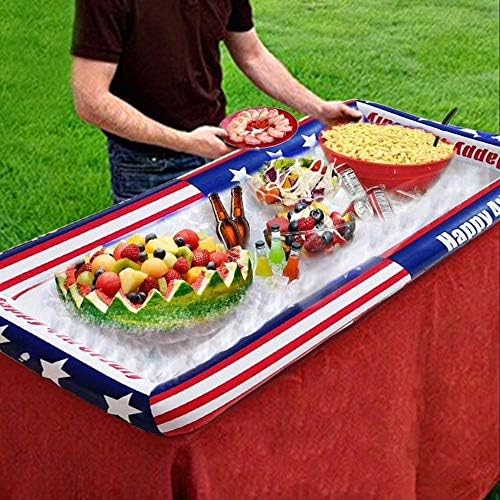 Velliceasay Inflatable Cooler,Inflatable Ice Bucket Ice Bar Water Bar Pool Floating Pool Storage Floating Row,for Drinks and Snacks - Perfect for Pool Parties!