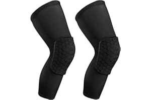 SUJAYU 2 Pack Basketball Knee Pads Sleeves, Honeycomb Anti Collision Knee Pads Leg Compression Sleeves, Outdoor Sports Sleeves for Skating Wrestling Soccer Football Volleyball (Black, Medium)