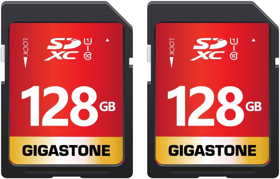 Gigastone 128GB SD Card UHS I U1 Class 10 SDXC Full Size 2-Pack