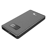 1byone 6,000 mAh Dual USB Ports Portable Charger, Compact External Battery Power Bank with LED Display & Diamond Pattern for Smartphones, Black