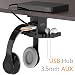 Headphone Stand with USB Hub COZOO Under Desk Headset Hanger Mount Dual Hook Holder with 3 USB Ports(usb3.0+usb2.0) and 3.5mm Jack AUX Port(Audio/Mic) External Sound Card for Gamer, DJ Earphone