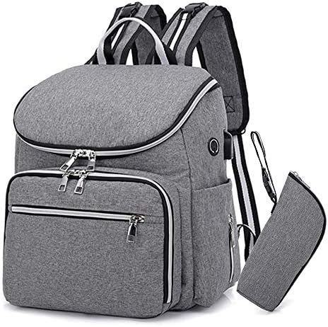 Diaper Bag Backpack Multifunction Travel Backpack Maternity Baby Nappy Changing Bags for Mom/Dad with Baby Care,Large Capacity,Waterproof,Stroller Straps,and Stylish，Grey