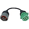 6pin J1708 to Type2 Green 9pin J1939 Adapter Cable for Trucker and car 1ft/30cm