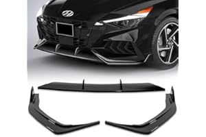 HK5 3pcs STP-Style Front Bumper Lip Spoiler Body Kit Compatible with 2021-2023 Hyundai Elantra N-Line (Painted Black)