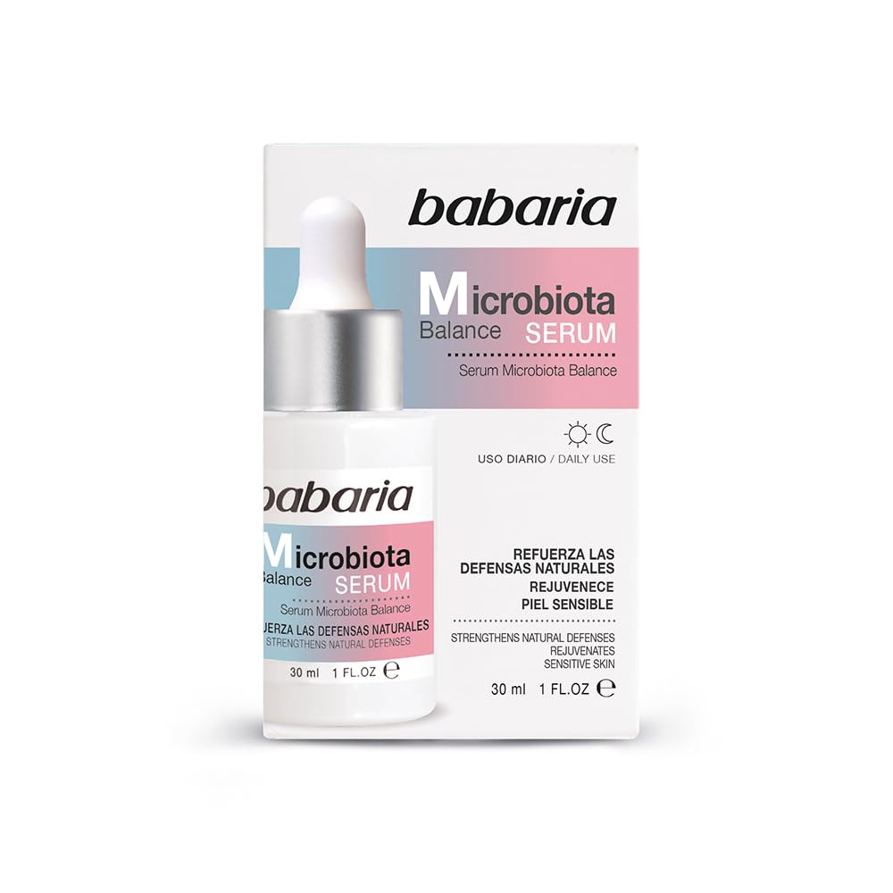 Babaria - Sérum Microbiota Balance, Strengthens Skin Defenses, Anti-Age Effect, Reduces Acne, Recommended for Sensitive Skin, 100% Vegan - 30ml