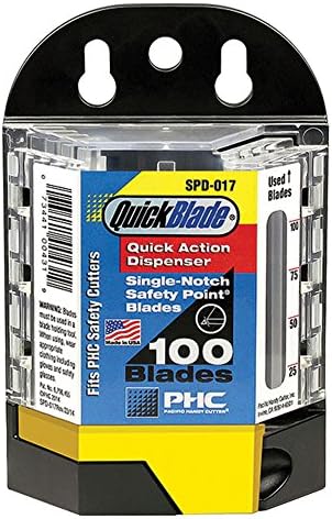 Top Pack Supply SPD-017 Safety Point Blade Dispenser, Black/Clear (Pack of 100 Blades)