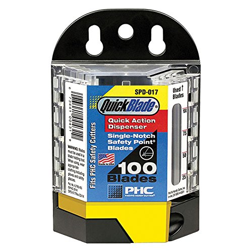 Top Pack Supply SPD-017 Safety Point Blade Dispenser, Black/Clear (Pack of 100 Blades)