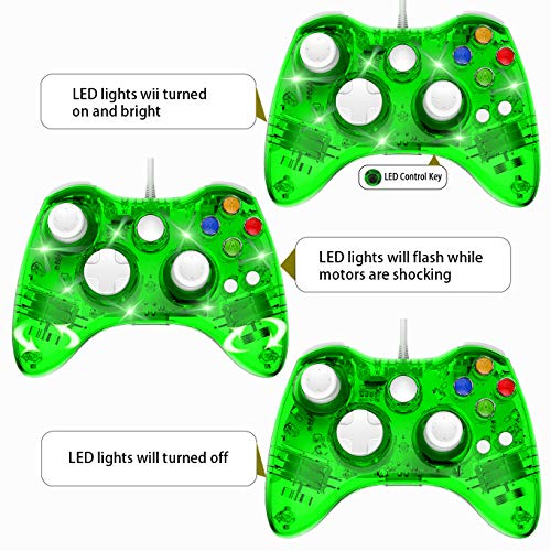 Wired 360 Controller Dual Vibrator Wired Gamepad Gaming Joypad, Green - PAWHITS