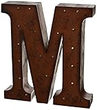 The Gerson Company "M" LED Lighted Metal Letter with Rustic Brown Finish And Timer Function