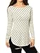 Allegra K Women Diagonal Stripes Long Drop Sleeves Top M Ivory