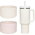 WK IEASON 2 Pcs Tumbler Bottom Protector Boot for Stanley Quencher Adventure 40oz & Stanley IceFlow 20oz 30oz and Compatible with Hydro Flask Water Bottle 12oz 21oz 24oz(Rose Quartz/Cream)
