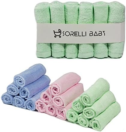 Sorelli Baby Bamboo Washcloths Set of 6. Baby Shower Gift, Ultra Soft Organic Unisex Baby Cloths, Reusable Baby Washcloth (Blue)