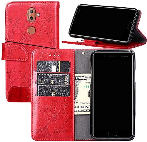 Nokia 8 Sirocco Case,Nokia 9 Case, YEEGG Flip Cover Leather, Phone Wallet Case for Nokia 8 Sirocco, Phone Wallet Case for Nokia 9 (Red)