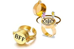 YILUOCD 2/4PCS Bff Ring, Anime Best Friend Aesthetic Spinninng Adjustable Ring for Teen Best Friendship Jewelry Gifts