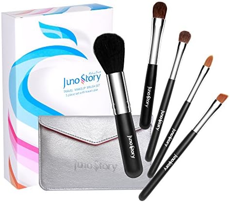 Juno Story5 Piece Kabuki Travel Makeup Brush Kit with Compact Bag
