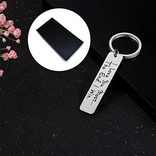 Runalp I Love You Most The End I Win, Stainless Steel Key Chain, Gift for Couple, Style 7, Black