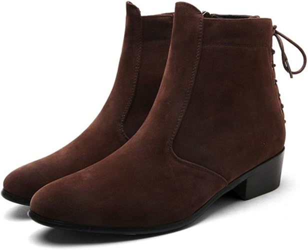 Amazon Dong ショートブーツ ウエスタンブーツ メンズ ドレープブーツ 防滑 ロングノーズ パンク靴 ハンサム秋冬 おしゃれ 防水 結婚式 新郎 フォーマル 冠婚葬祭 サイドジッパー 履きやすい 短靴 ハイカット ブラック ブーツ