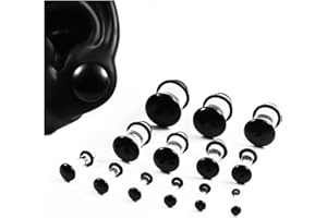 DOEARKO Glass Ear Gauges Stretching Kit Short Taper Expander, 16G-00G Comfy Stretching Plugs, Domed Body Piercing Jewelry