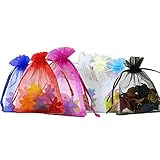 Anleolife Mix Color Party Favor Bags Organza 5x7 inch 100pcs Large Organza Drawstring Bags For Wedding Baby Shower Favors Mesh Gift Bag Jewlery Candy Bag Velvet Pouch (100pcs mix colors)