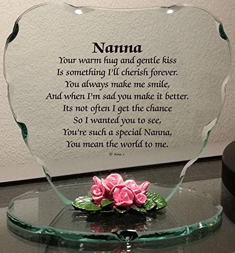 OnlineStreet Glass Plaque Gift Beautiful Poem a Lovely Plaque, Which Makes a Really Thoughtful Gift for any occasion, Birthday, Mothers day, Wedding, Christmas etc, (Nanna)