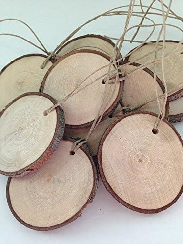 Wood slice tags with jute - set of 25 blank wood slice tags with jute