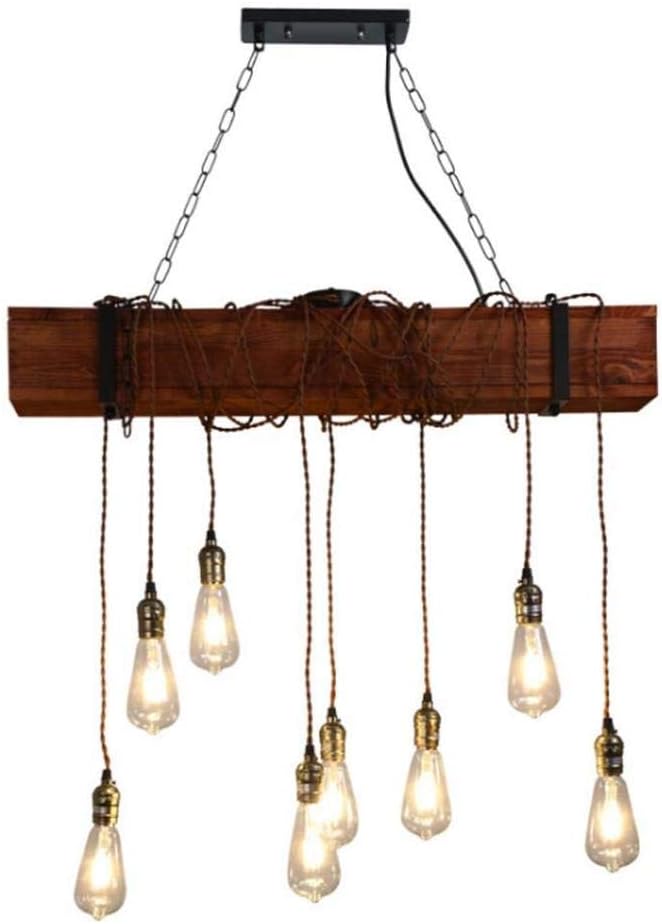 Araña de luces Araña de madera de estilo industrial con ocho lámparas