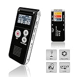 Voice Recorder, Digital Voice Recorder, 8GB Multifunctional Rechargeable Dictaphone, Audio MP3 Music Player with Mini USB Port for Lectures, Meetings, Interview, Speech