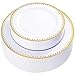 WDF Gold Plastic Plates-Disposable Gold Rim Wedding Party Plates, Premium Heavy Duty 30-10.25