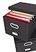 Internet's Best Collapsible File Storage Organizer with Lid - Decorative Linen Filing & Storage Office Box – Hanging Letter/Legal Folder – Home Office Bins Cabinet – Charcoal Container - 2 Pack